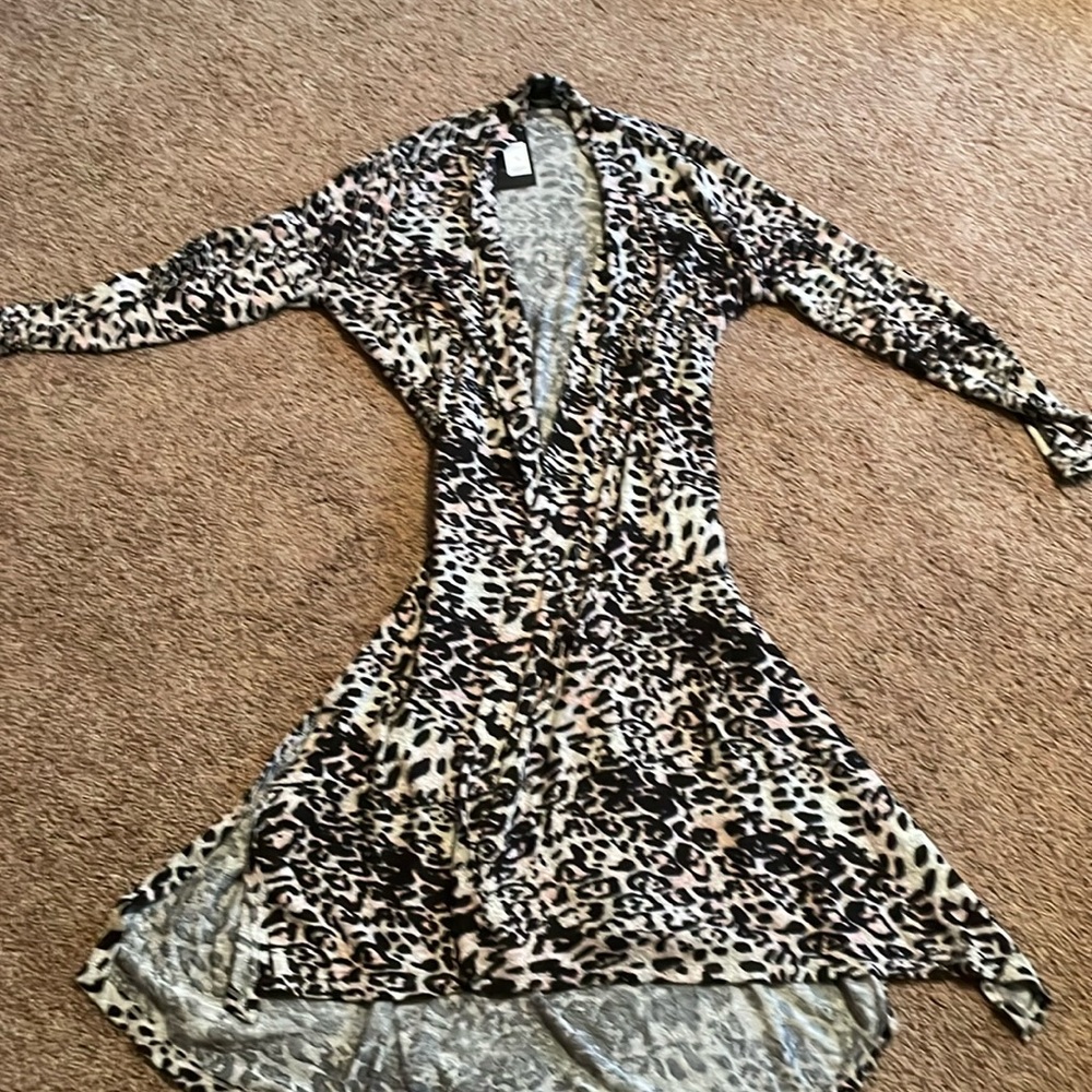 Leopard print long coverup sweater